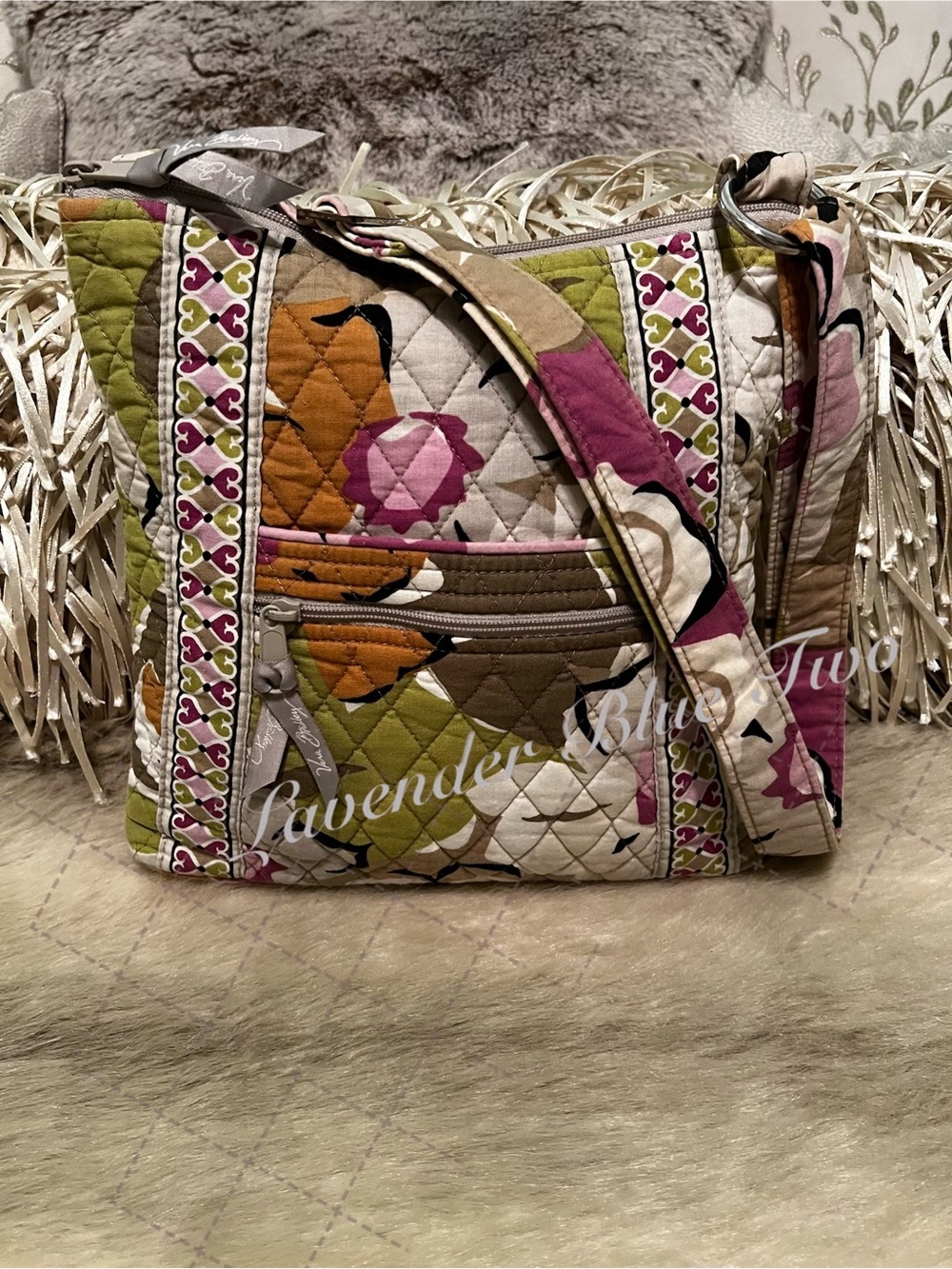 VERA BRADLEY Portobello Road 2011  Zipper Hipster Crossbody Purple Green Floral